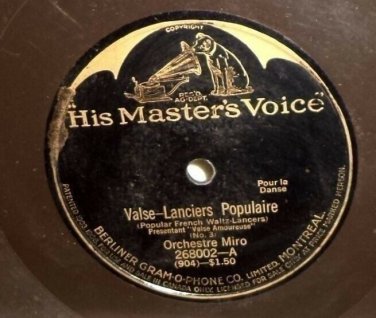 Orchestra Miro Valse Lanciers Populaire 78 rpm 12" LP
