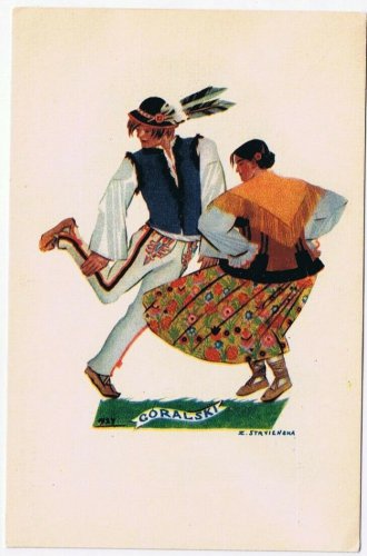 Postcard Polish Dance Folk Costumes Goralski Hat by Stryjenska