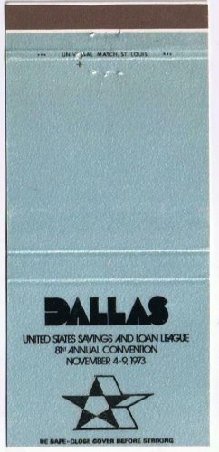 Matchbook Cover United States Saving & Loan League Annual Convention Dallas 1973
