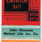 Matchbook Cover Jack W DeMorra Insurance Lancaster Pennsylvania John Hancock
