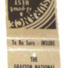 Matchbook Cover Grafton National Agency Insurance Grafton North Dakota