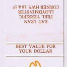 Matchbook Cover Arbys Roast Beef Sandwiches Lloydminster BC