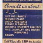 Matchbook Cover Insurance Advisory Service Howard de Franceaux