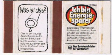 Matchbook Cover Germany Ich bin Energie Sparer Energy Saver
