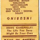Matchbook Cover Paul W Smith Agency Insurance Columbus Ohio