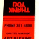 Matchbook Cover Art Blevins State Farm Insurance Champaign Illinois