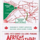 Matchbook Cover African Lion Safari & Game Farm Rockton Ontario