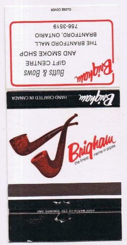 Matchbook Cover Brigham Pipes Butts & Bows Gift Centre Brantford Ontario