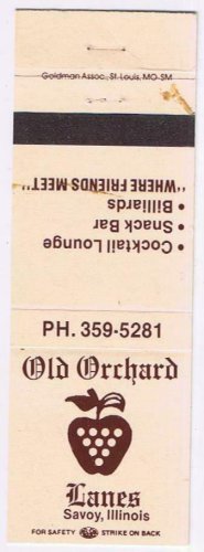 Matchbook Cover Old Orchard Lanes Billiards Savoy Illinois