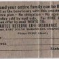 Matchbook Cover Guarantee Reserve Life Insurance Chicago Illinois $1 A Month