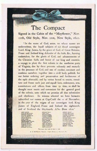 Postcard The Compace Signed In The Cabin Of The Mayflower