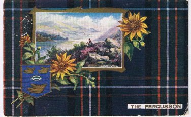 United Kingdom UK Scotland Postcard Fergusson Tartan Loch Voil Sunflowers