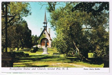 Nova Scotia Postcard Grand Pre Evangeline Statue and Church