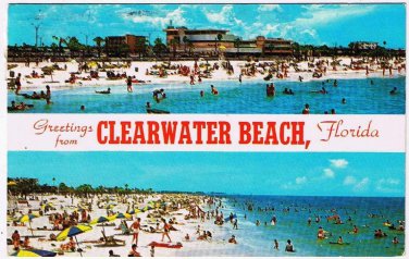 Florida Postcard Clearwater Beach People On The Beach