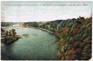 Minnesota Postcard St Paul Mississippi River Town & Country Club