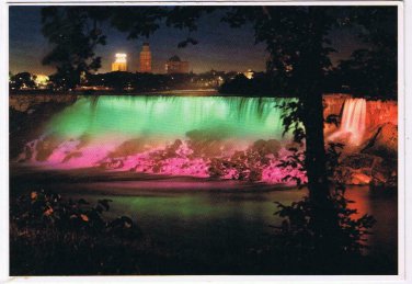 Ontario Postcard Niagara Falls Illuminated View American Falls