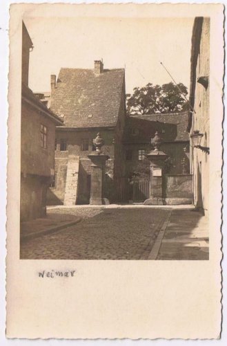 Germany Postcard Weimar Cobblestone Street Gate