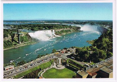 Ontario Postcard Niagara Falls American & Canadian Aerial View