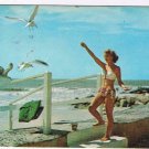 Quebec Postcard Shawinigan Bather & Sea Gulls