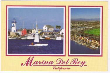 California Postcard Marina Del Rey Two Views