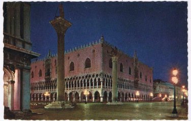 Italy Postcard Venezia Venice The Ducal Palace At Night