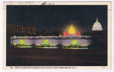 District Of Columbia DC Postcard Washington Illuminated Fountain Capitol Plaza