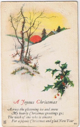 Postcard A Joyous Christmas Across The Glistening Ice & Snow