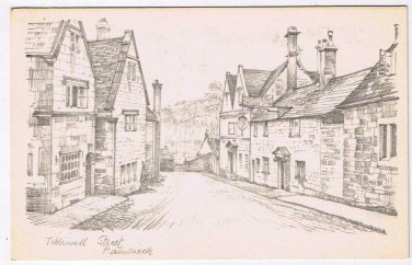 United Kingdom UK Postcard Painwick Tibbiwell Street Pencil Sketch
