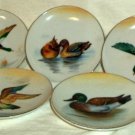 Pin Dish or Butter Pats (5) Ducks Made in Japan Backstamp UGS Hanging Loops