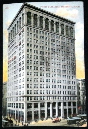 VINTAGE Ford Building, Detroit Mich Postcard (1908)