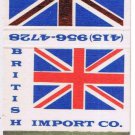 Matchbook Cover British Import Company San Francisco London