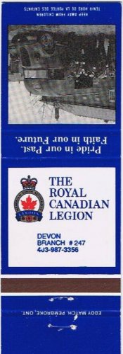 Ontario Matchbook Cover Devon Royal Canadian Legion Branch 247 Army Bus