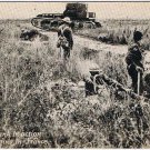 Postcard WWI Whippet Tank In Action Troops Digging In France