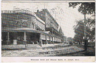 Postcard Whitcomb Hotel & Mineral Baths St Joseph Michigan 1908