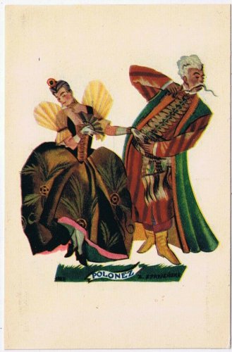 Postcard Polish Dance Folk Costumes Polonez by Stryjenska