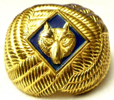 Vintage Boy Scout Kerchief Slide Wolf Head