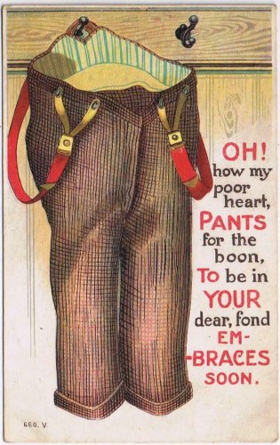 Postcard Embossed My Poor Heart Pants For Your Embraces