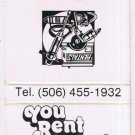 Matchbook Cover You Rent It Ltd Fredericton New Brunswick Canada