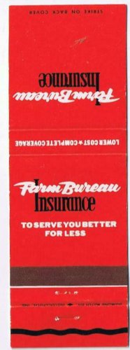 Matchbook Cover Farm Bureau Insurance Indianapolis Indiana
