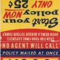 Matchbook Cover American Life & Accident Insurance St Louis Missouri Yellow