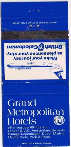 Matchbook Cover Grand Metropolitan Hotels British Caledonian Airlines