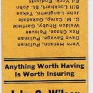 Matchbook Cover John G Wilson Insurance Fullman Washington Flatiron Bldg