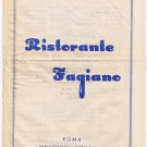 Italy Restorante Fagiano BIGI Rome Menu 1953