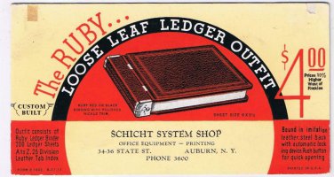 Auburn New York Advertising Card Ink Blotter Schicht System Shop The Ruby Ledger