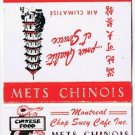Matchbook Cover Mets Chinois Montreal Quebec