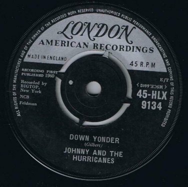 Johnny & Hurricanes Down Yonder 45 rpm Sheba British Pressing