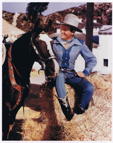 Gene Autry & Horse On Haybale Press Photo 8x10