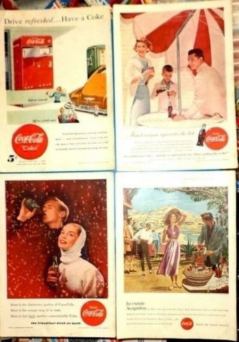 Coca Cola Coke Ads (4) 1948-1957 National Geographic Back Covers