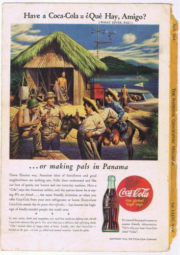 Cocoa Cola Print Ad Making Pals In Panama Hey Amigo Union Carbide 1944