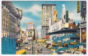 New York Postcard NYC Greetings From Times Square